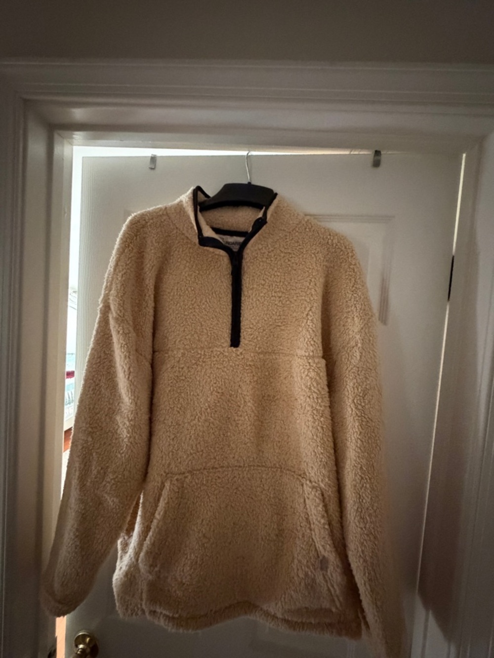 No Boundaries Men's XL Sherpa Quarter-Zip Pullover Fleece Tan/Beige Pocket